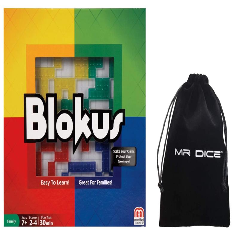 Blokus Strategy Board Game Bundle With Mr Dice Drawstring Bag