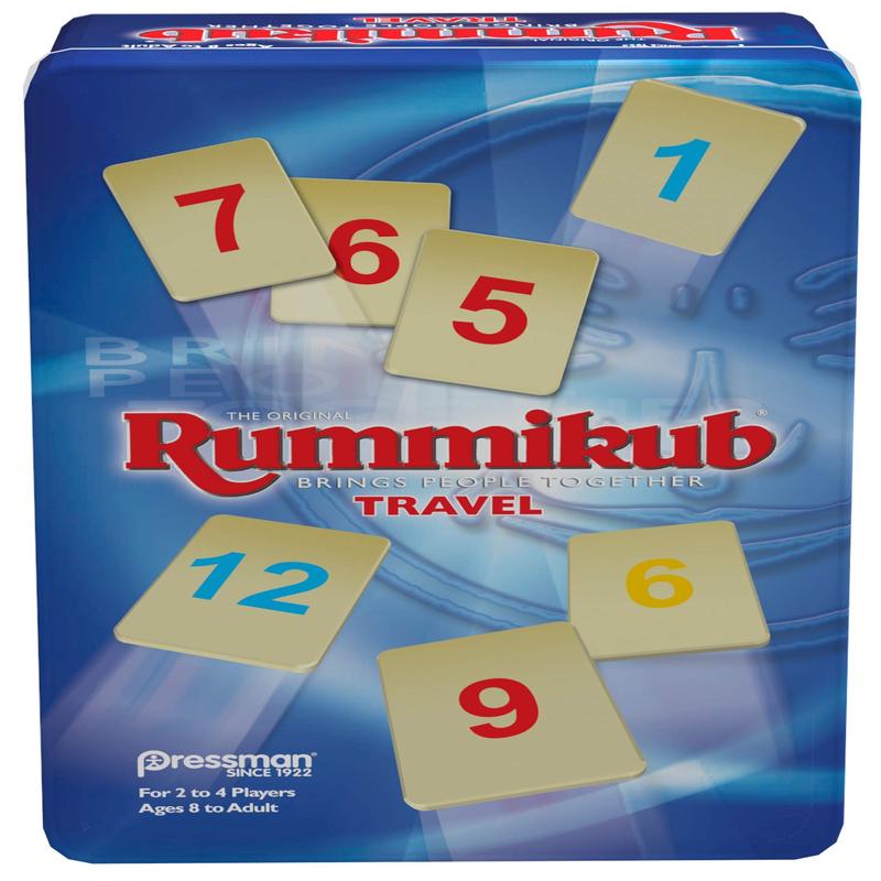Rummikub Travel Tin – Original Rummy Tile Game by Pressman, Blue – Fun Strategy Game for Family and Friends