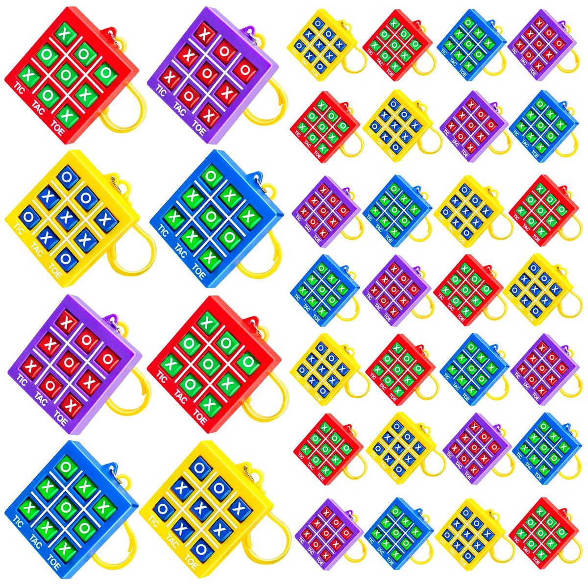 36Pcs Tic Tac Toe Game Keychain for Kids Ages 4-8 8-12, Fidget Bulk Toys for Boys Girls Goodie Bags Stuffers, Birthday Return Gi