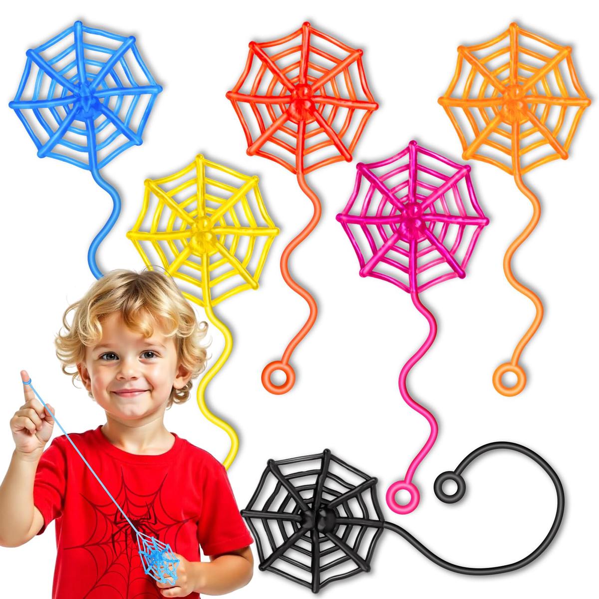 30 Pcs Sticky Spider Web Sticky Hands for Kids Bulk Halloween Party Favors Decorations,Spider Webs for Classroom Prizes,Kids Ha