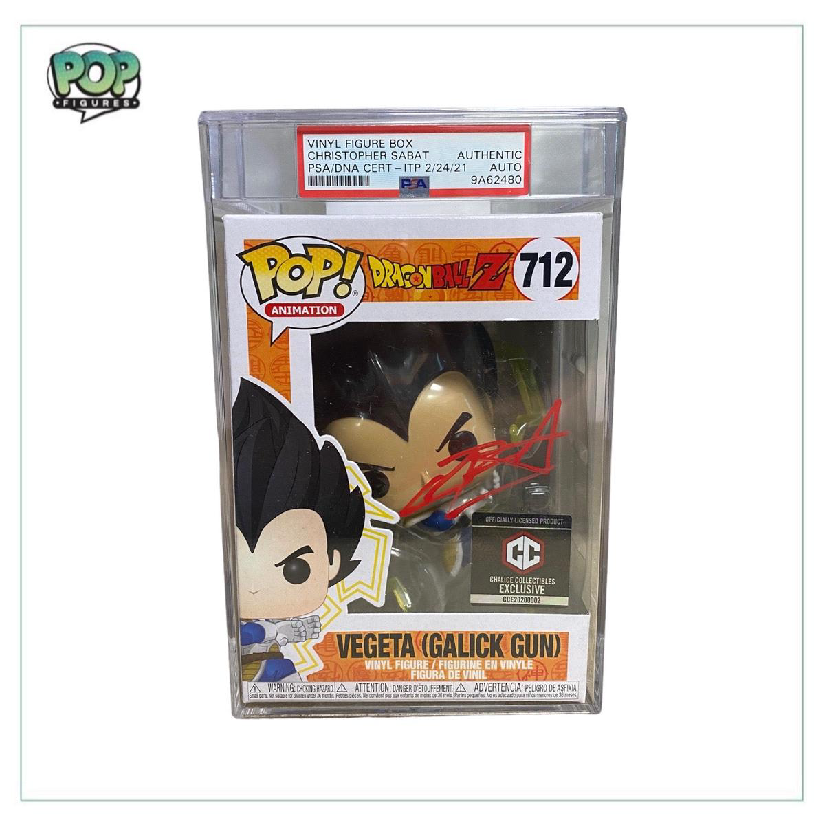 Christopher Sabat Signed Vegeta (Galick Gun) 712 Funko Pop 8211 Dragon Ball Z 8211 Chalice Collectibles Exclusive 8211 PSA In-the-Presence Authentication