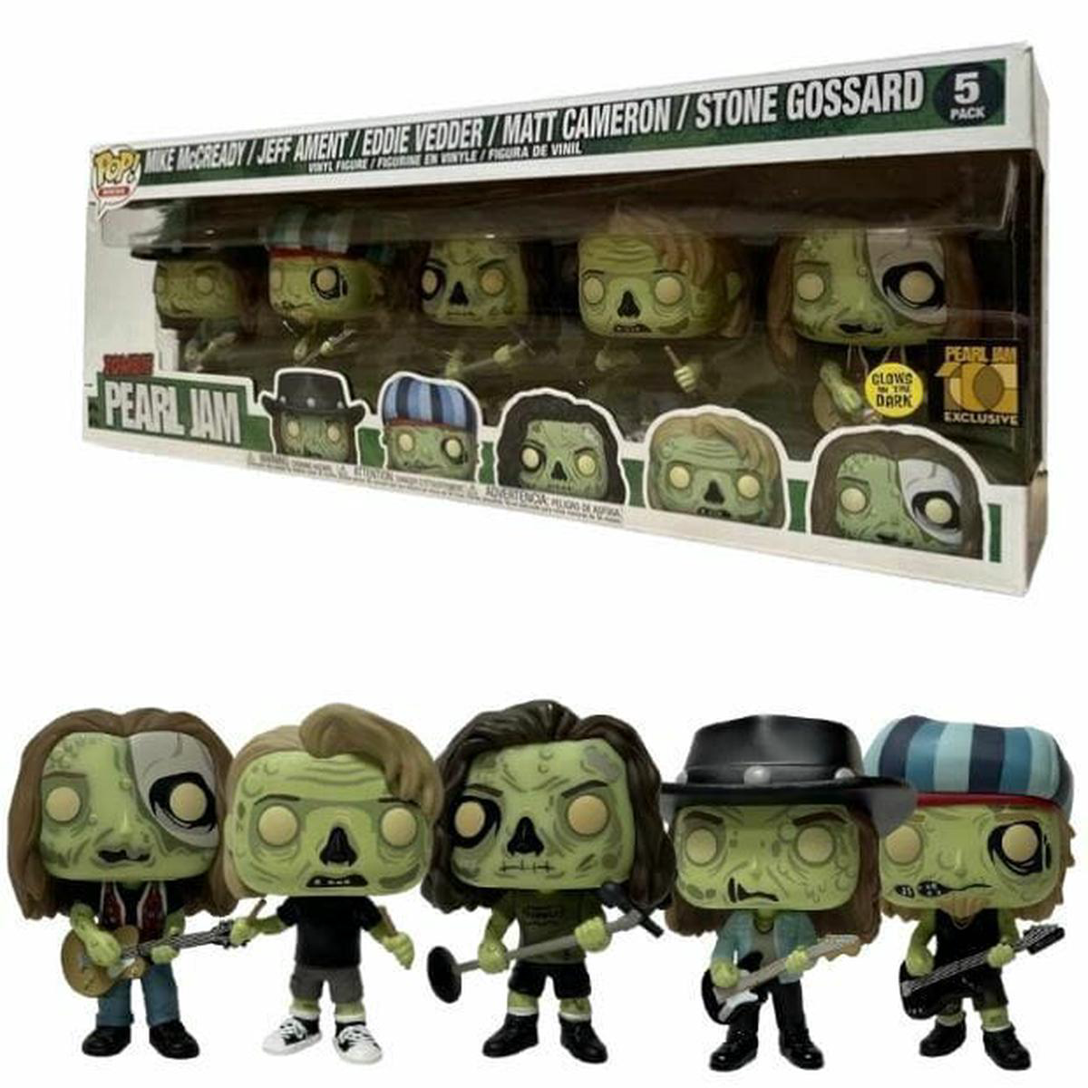 Zombie Pearl Jam (Mike McCready Jeff Ament Eddie Vedder Matt Cameron Stone Gossard) Glow Exclusive 5 Pack Funko Pop Rocks