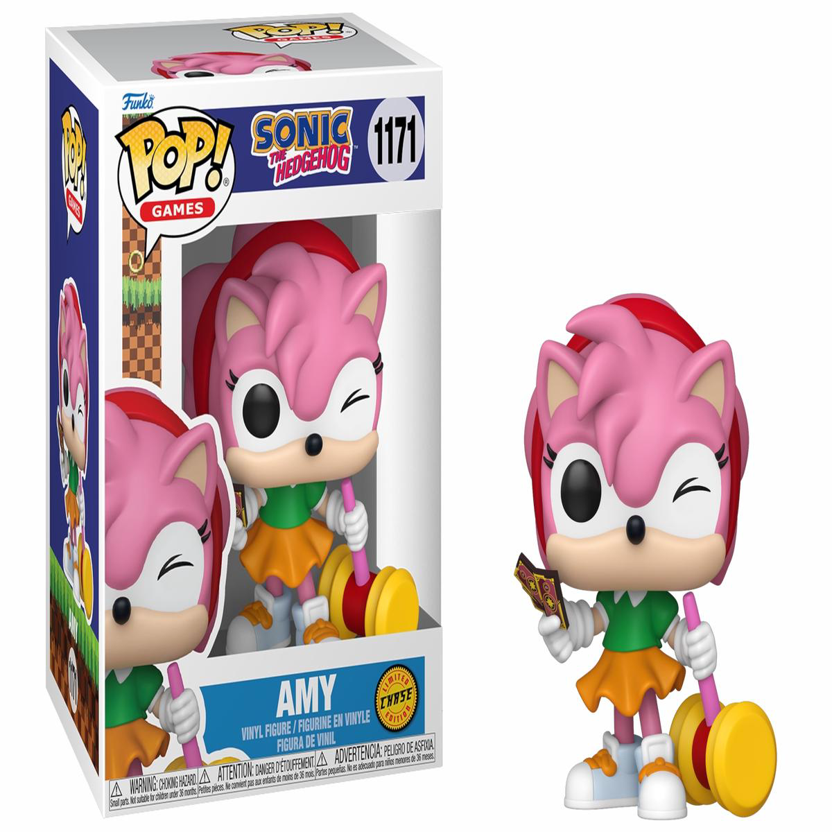 (Light Box Damage) Funko Pop Sonic the Hedgehog Amy Rose with Hammer Chase 1171