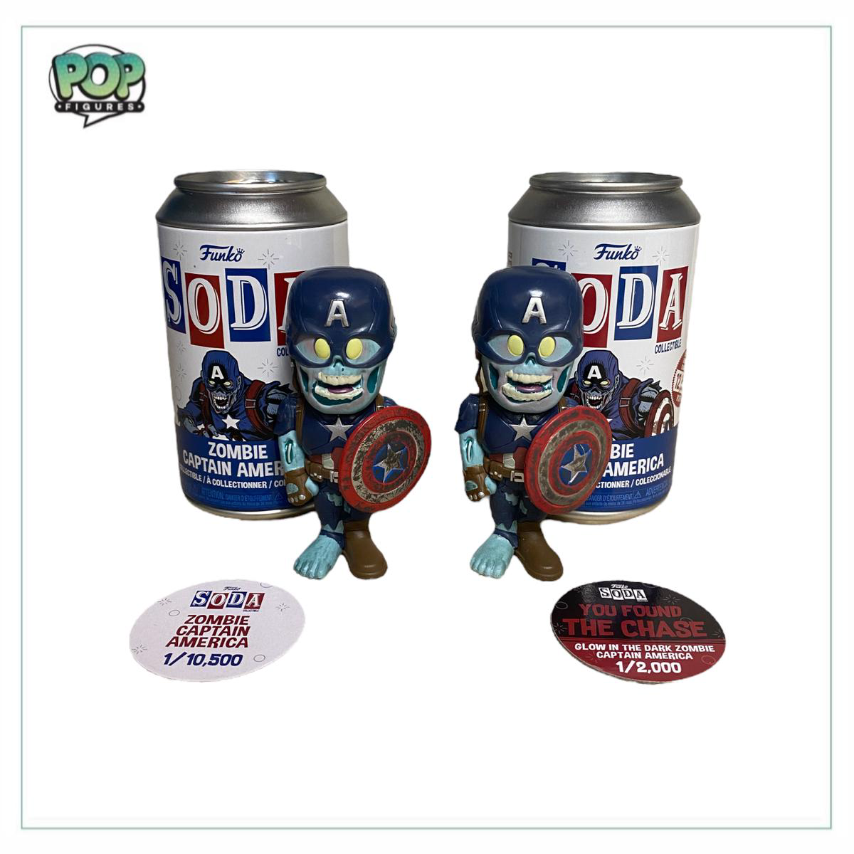 Zombie Captain America Common 038 Glow Chase Funko Soda Vinyl Figure Pair 8211 LE10500 038 LE2000