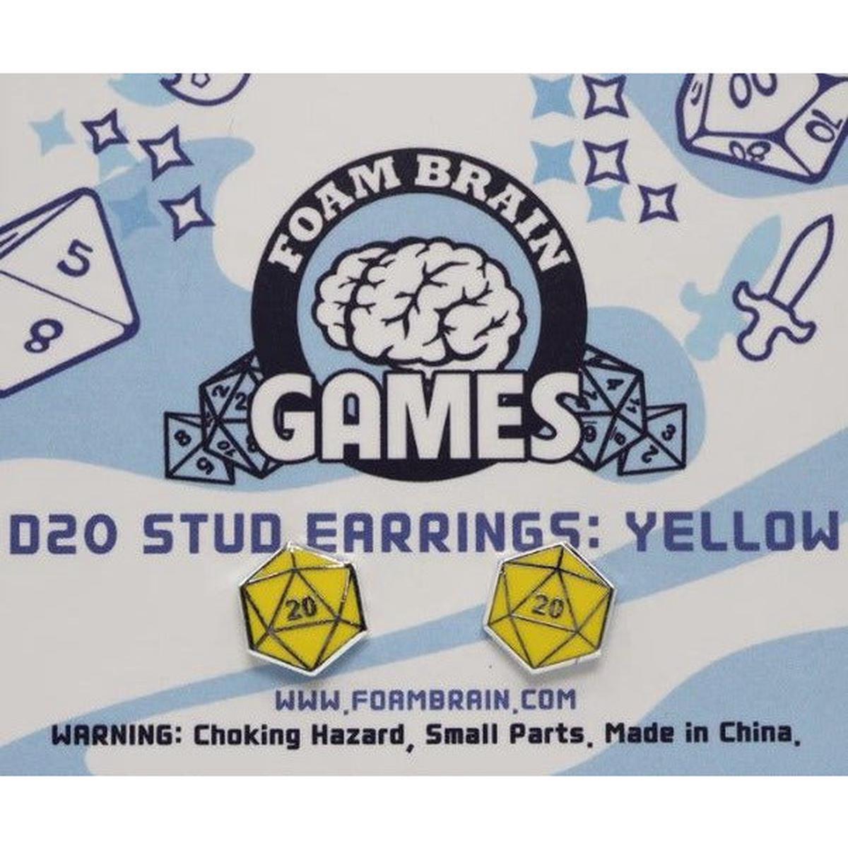 D20 Stud Earrings Yellow